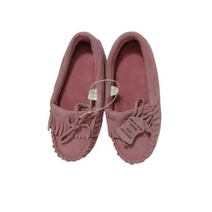 {3/$25} Pink Leather Moccasins Girls Size 5 NEW